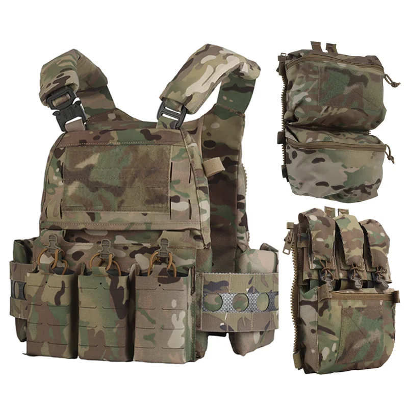 

FCPC V5 Hunting Vest Plate Carrier MOLLE Vest Back Panel Double Bag Supplement Bag Airsoft Shooting Body Armor Equipment