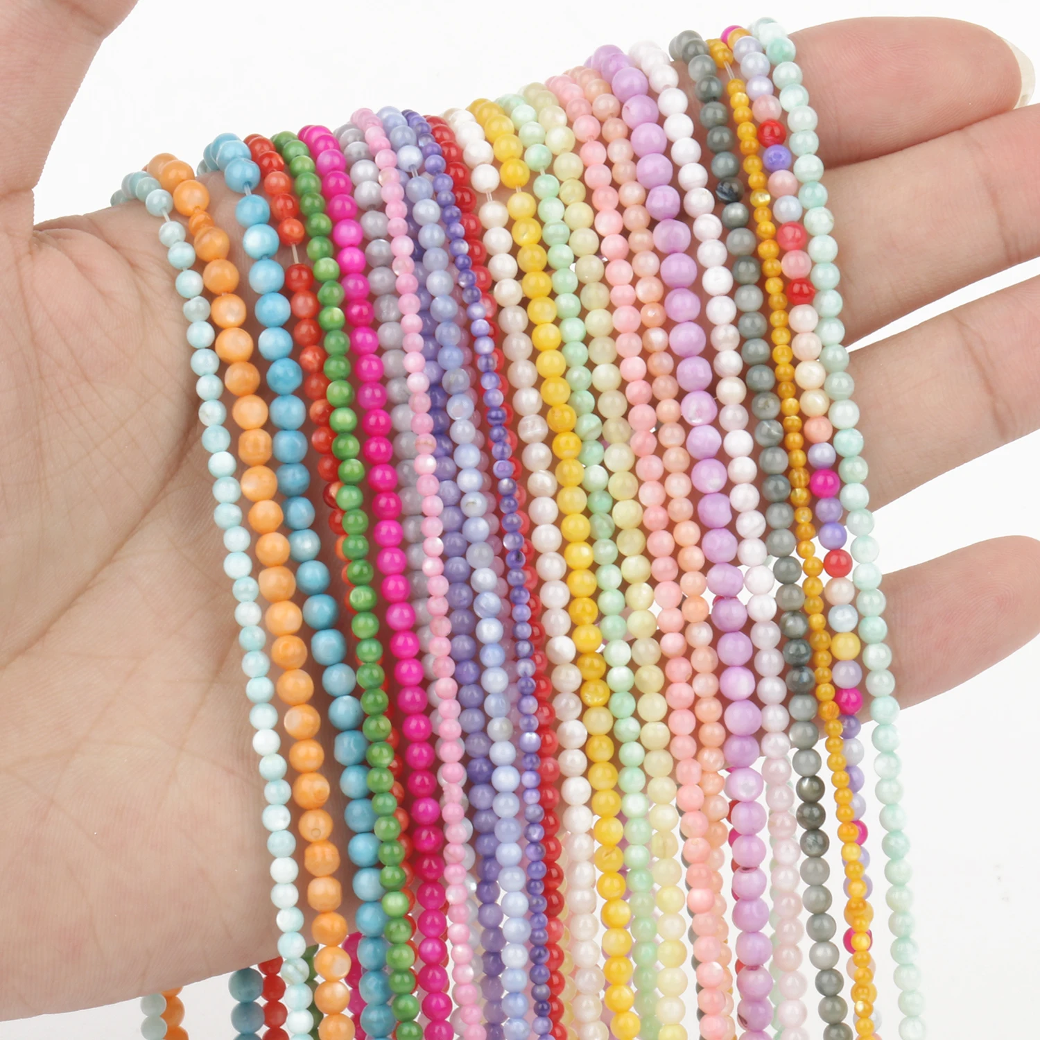 Natural Colorful Shell beads Round Shape Mother of pearl loose beads for Jewelry Making DIY bracelet necklace Accessories