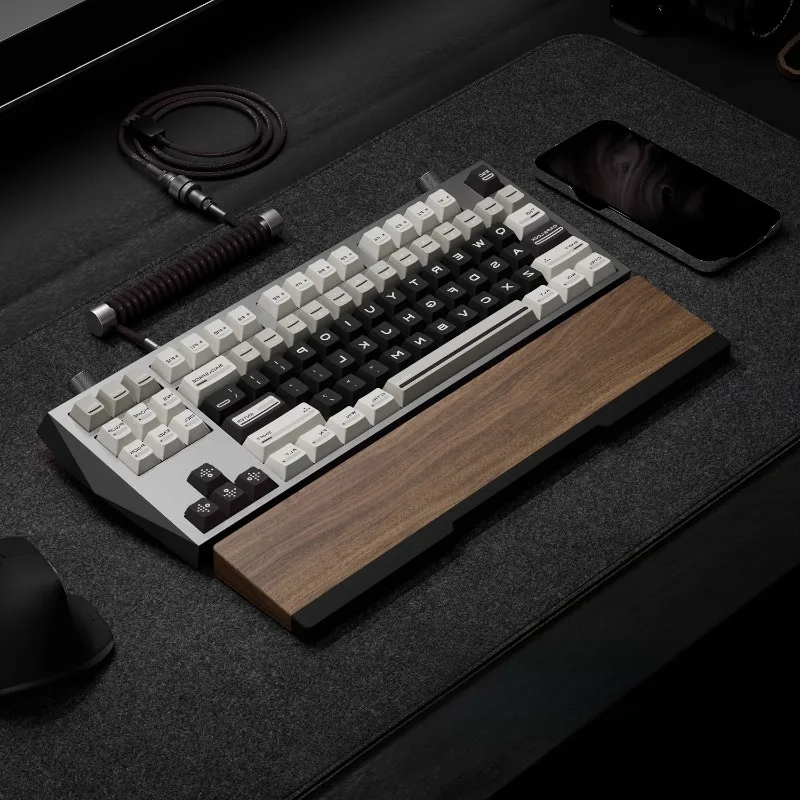 Black Walnut Wood Wrist Rest Ergonomic Palm Support Pad Wooden Desk Accessory for Typing Comfort Office Gaming Keyboard Stand