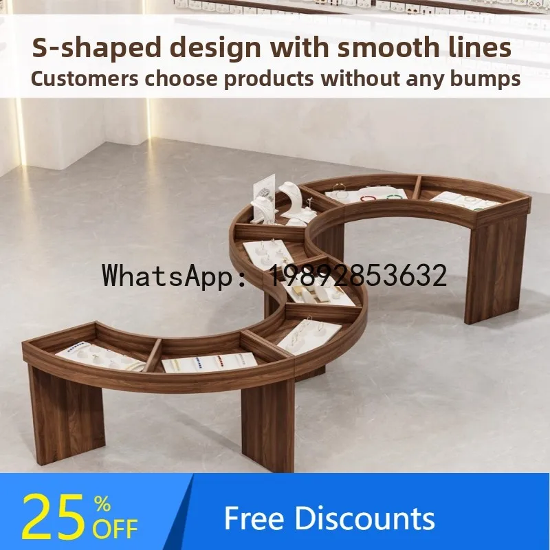 XL Solid Wood Jewelry Island Cabinet Makeup Island Table Skincare Display Stand