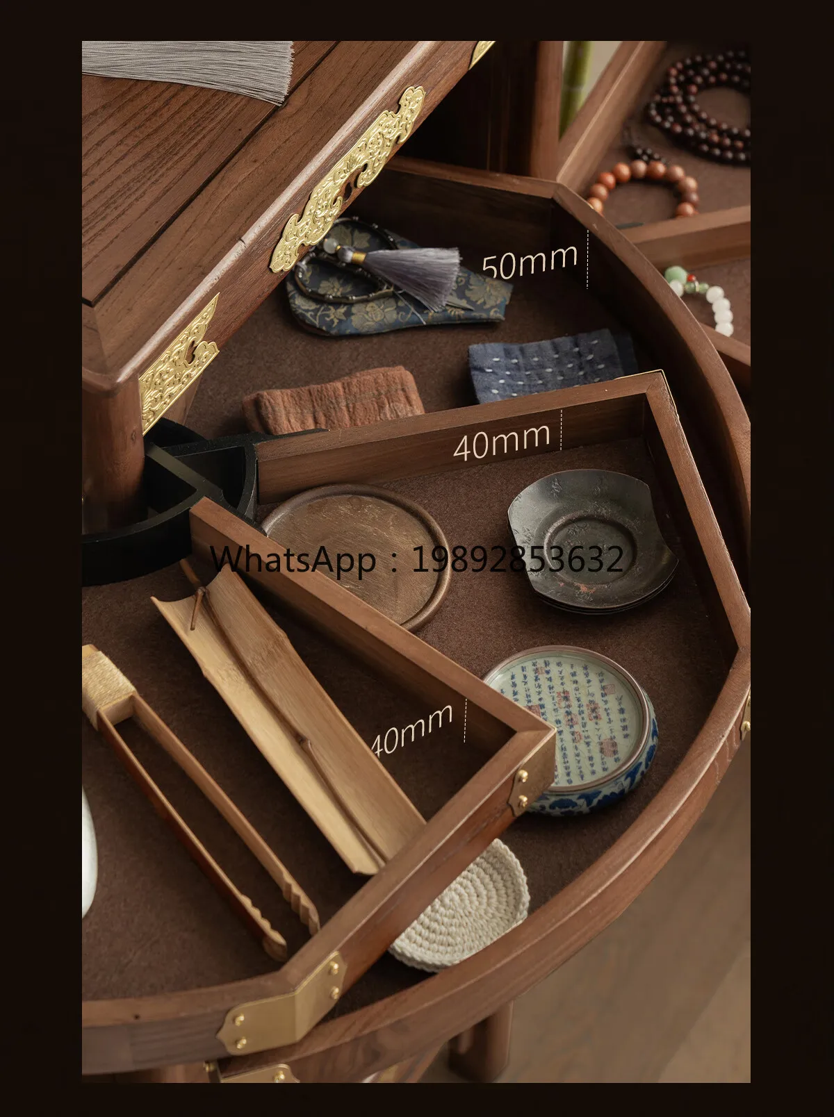 LYY New Chinese Style Solid Wood Dental Tea Set Storage Tea Side Cabinet Drawer Type Cultural Play Jewelry Storage Chest