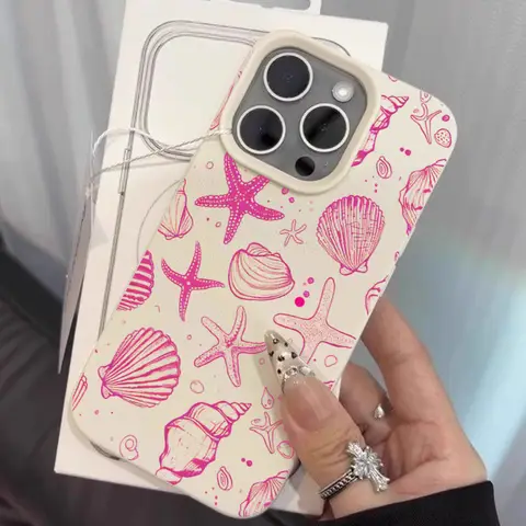 Sea Shell Starfish Pattern Mobile Phone Case For iPhone 17 Air 11 12 13 14 15 16 17 Pro Max 16e Marine Element Shockproof Cover