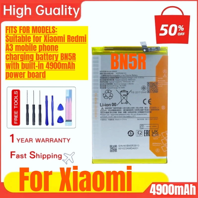 

BN5R for Xiaomi A3 Mobile Phone Battery REDMI A3 4G High Quality High Capacity Battery Replacement Bateria with Tools