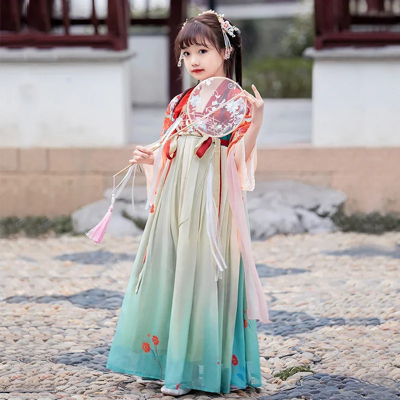 ชุดกระโปรง Hanfu สไตล์จีนชุดชุดจีนชุดเด็กชุดเจ้าหญิงชุดจีนชุดขึ้นเวที