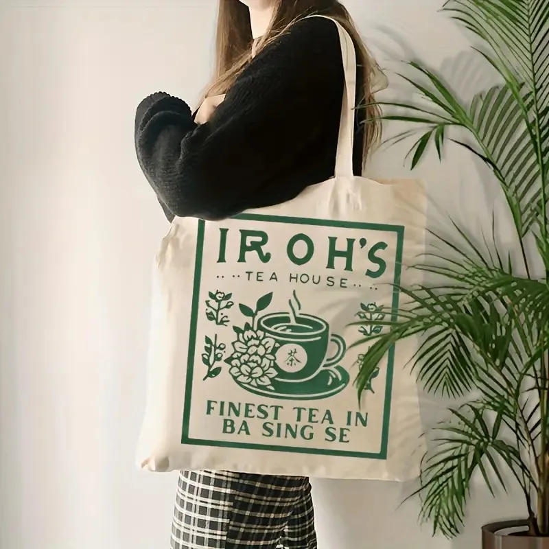 Bolso de mano para casa de té de Iroh, elegante bolso de hombro de gran capacidad para ir de compras, viajes y uso diario, regalo perfecto para amantes del té
