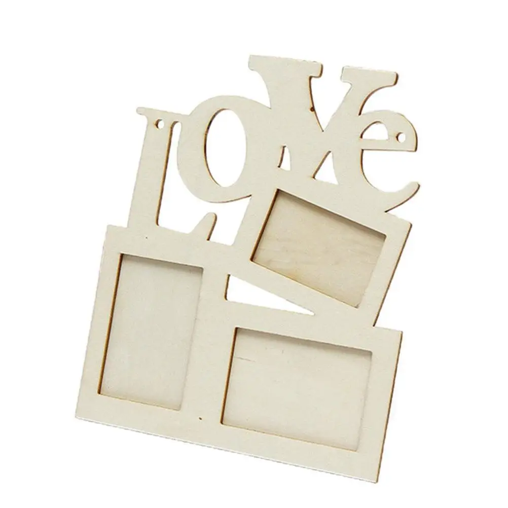 

Wooden Photo 3 Photos 17x20cm White DIY Craft Hollow Love Frame Family Commemorative Family Wooden Love Frame Housewarming Gifts