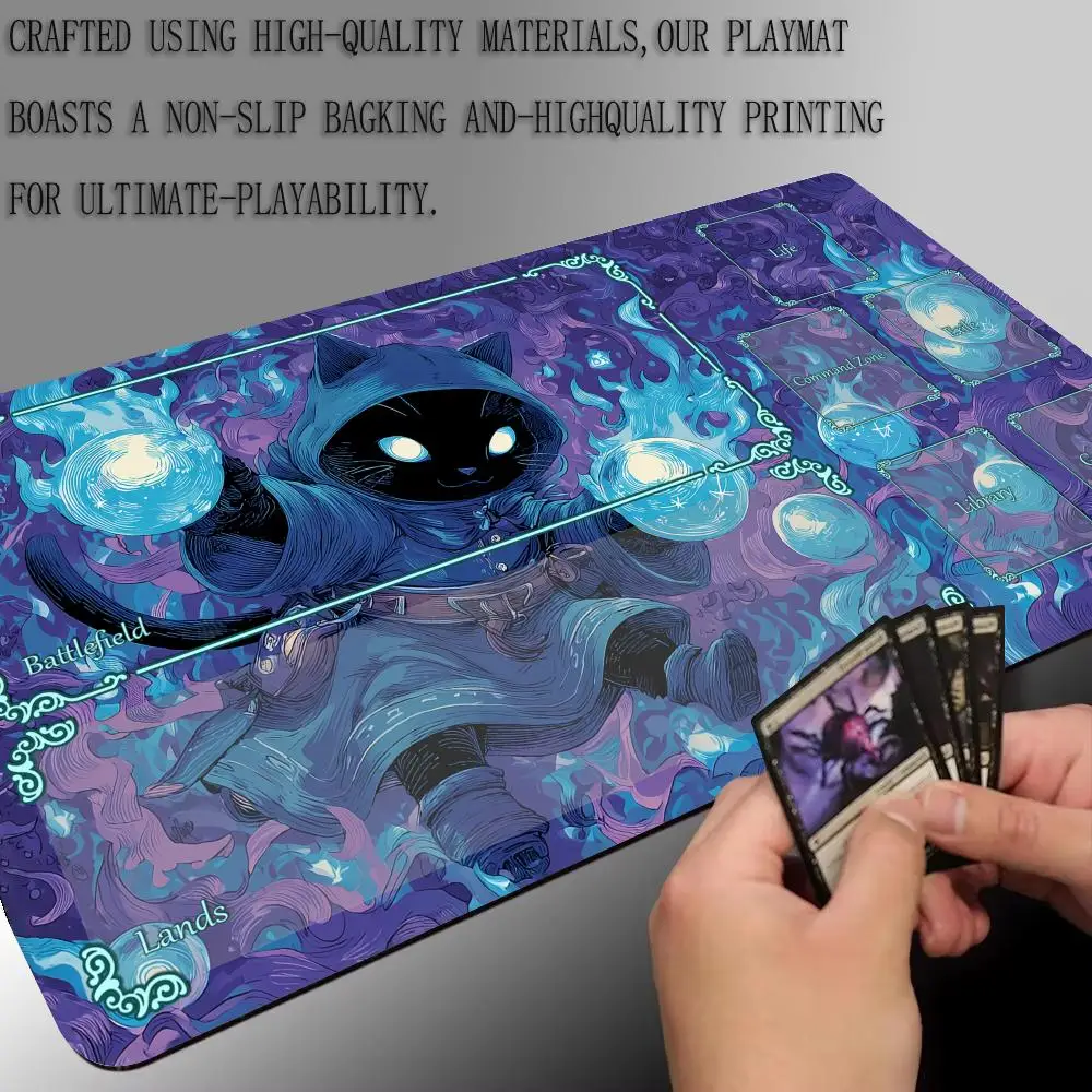Blue Cloak Black Cat Wizard Design MTG Playmat Magic Card Battle Mat  Non-Slip Stitched Edge tapete magic mtg Tabletop playmat - AliExpress 7