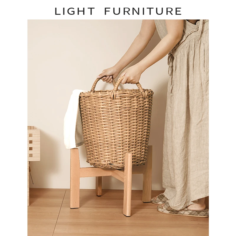 Rattan-like Woven Laundry Basket Overnight Clothes Raccoon Woven Storage Basket Sundries Basket