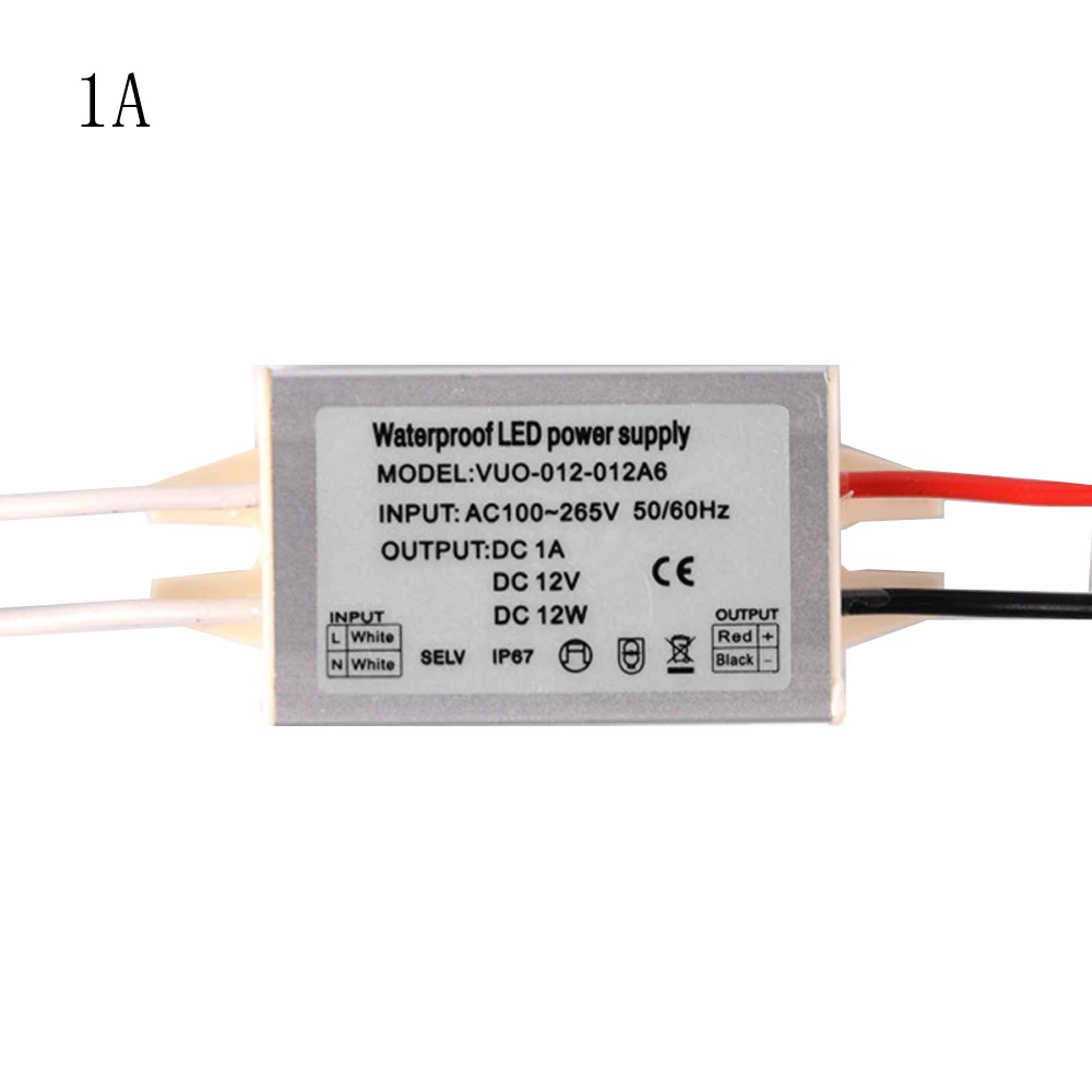 10W/12W AC100-265V to 12V LED Driver Power Supply 0.83A/1A Transformer Power Supply Waterproof IP67 Constant Voltage LED Driver