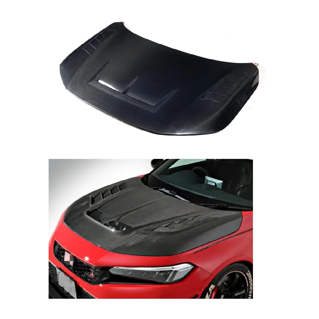 

Капот двигателя из углеродного волокна для Honda Civic 2022-204, обновленный капот типа R FL5, капот гражданского капота 11-го поколения