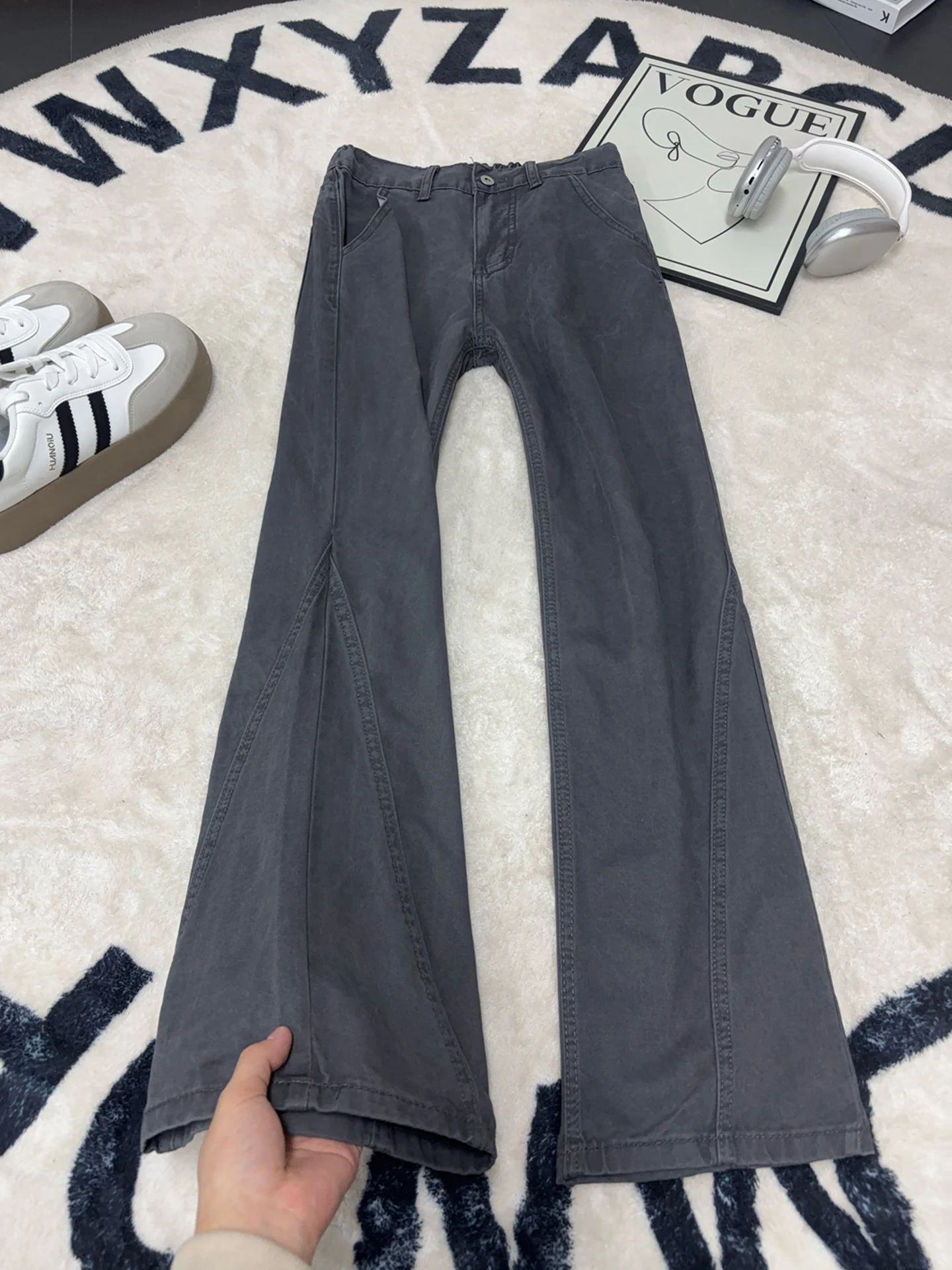 

Deep ey Vintage Waed Pure Cotton Men's Jeans Knife Straight Leg Trousers Retro High Street Sle Casual Denim Pants