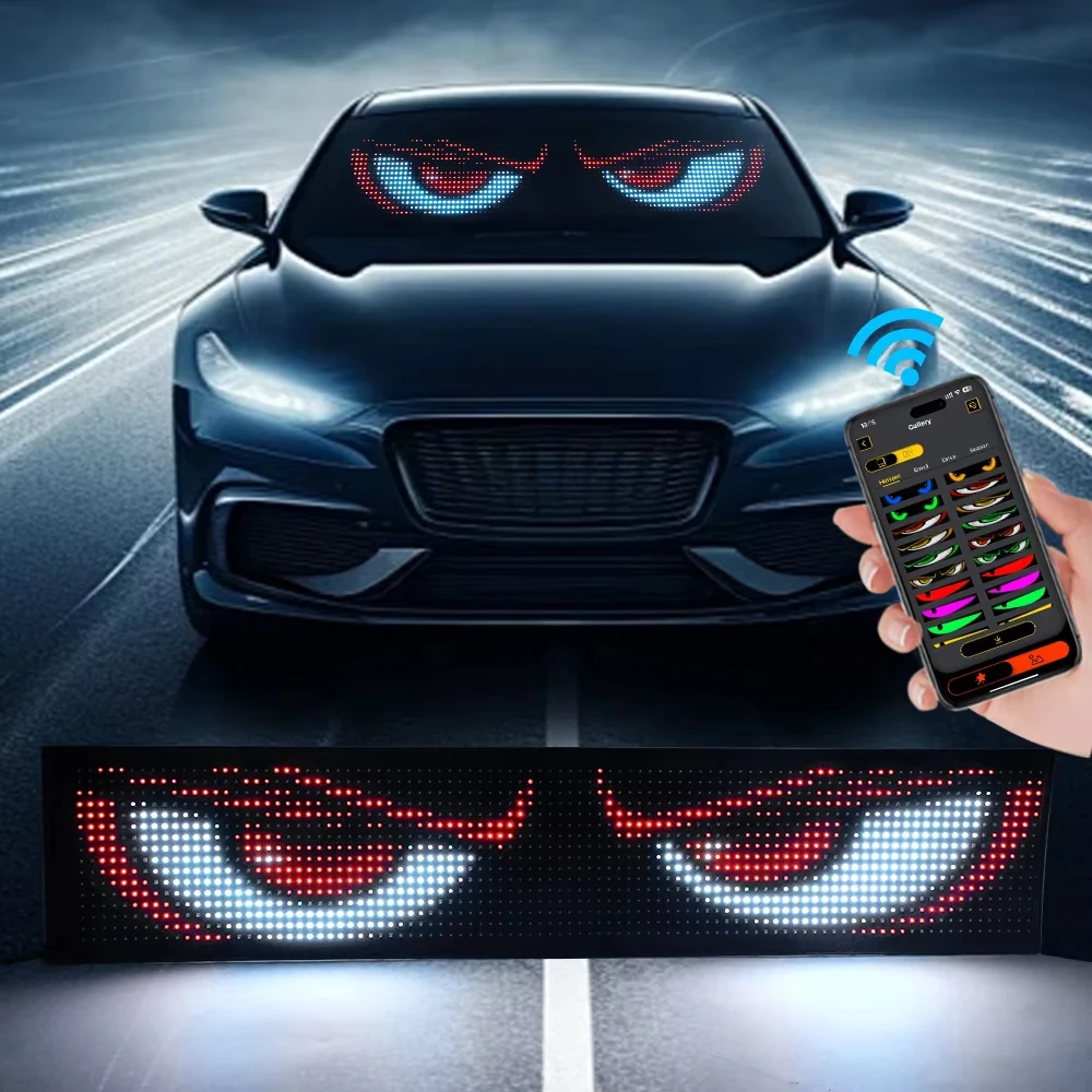 

Автомобильная светодиодная RGB матричная пиксельная панель, гибкая программируемая DIY анимация, прокрутка дисплея, знак глаз грузовика, световой экран управления через приложение