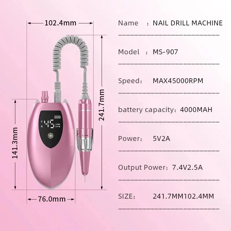 45000RPM Electric Nail Drill Professional Manicure Machine With Brushless Motor Nails Sander Set Nail Salon Polisher Equipment