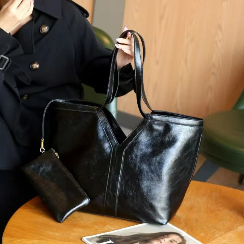

Soft Genuine Leather Shoulder Bag Women Totes All-match Commuter Underarm Bag Bolso Mujer Fashion Large Capacity Handbag Winter
