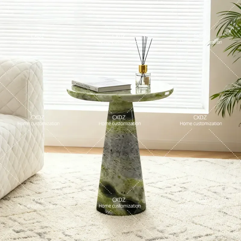 Fantao Italian minimalist green natural marble sofa side table living room household corner small coffee table