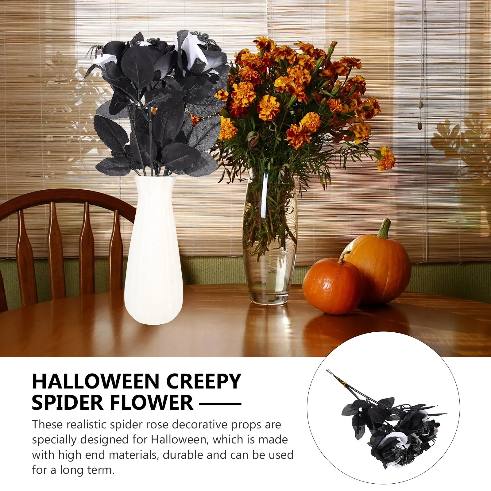 

5Pcs Halloween Spider Rose Decorative Artificial Roses Creepy Rose Flowers for Party Haunted House Photo Shoot