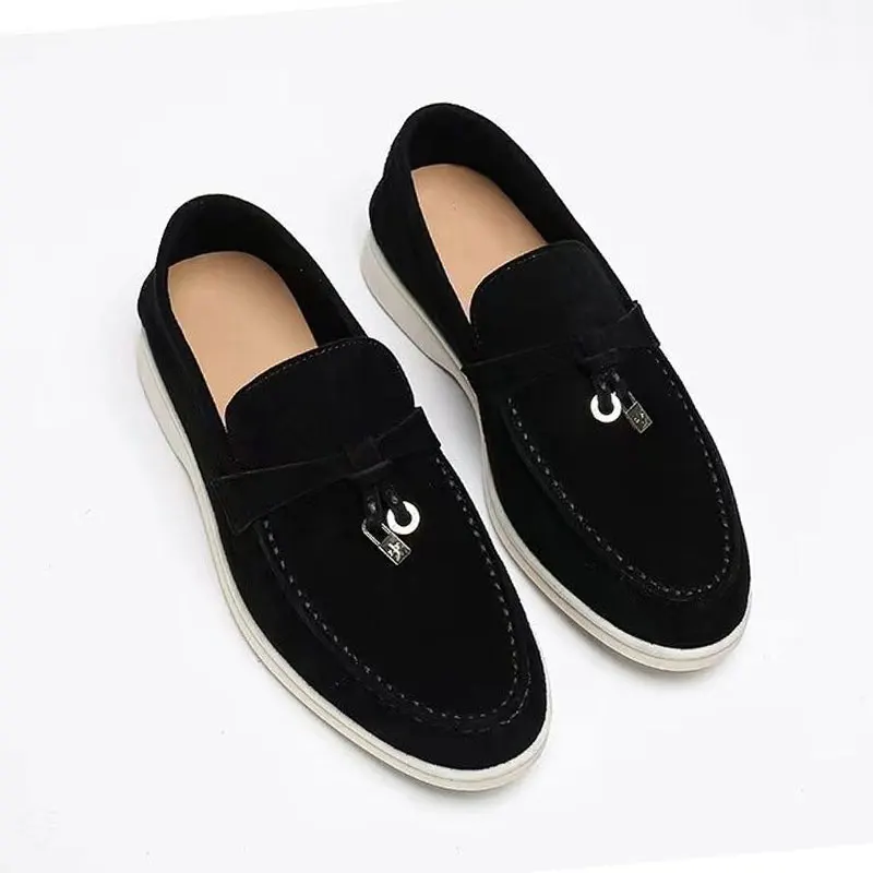 Dames Echt Lederen Loafers Casual Luie Schoenen Platte Onderkant Gesp Enkele Schoenen Britse Stijl Penny Schoenen Zeilschoenen