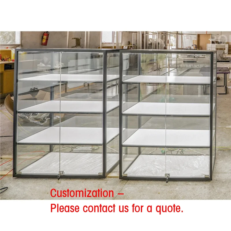 custom.Shopping Mall Metal Frame Floor Stand Tempered Glass Jewelry Display Cabinet Showcase Custom Lockable Jewelry Showcase