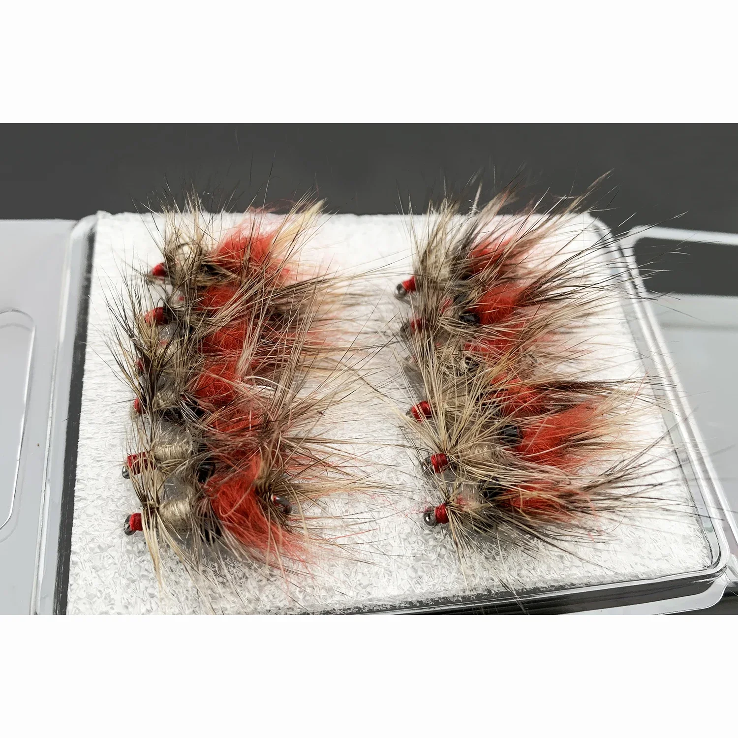 Tigofly 12 pcs 3 sizes Grizzly Shrimp Vaskebjørn Hackled Trout Fly Fishing Flies Lures Size 2# 4# 6#