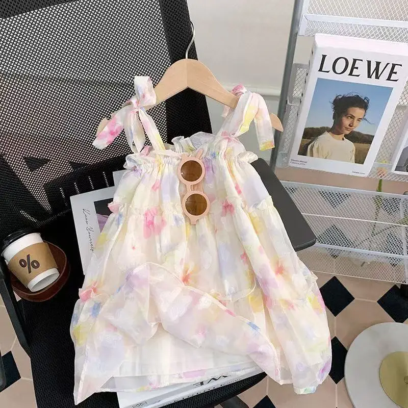 

Girls Casual Dresses Floral Print Halter Dress Kids Dresses for Girls Princess Dress Kids Clothes for 2 - 8 Years