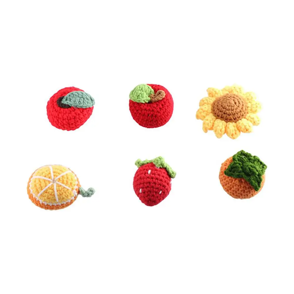 Cartoon Wool Cute Fruit Orange Sunflower Hand Knitted Strawberry Artificial Fruit Knitting Supplies