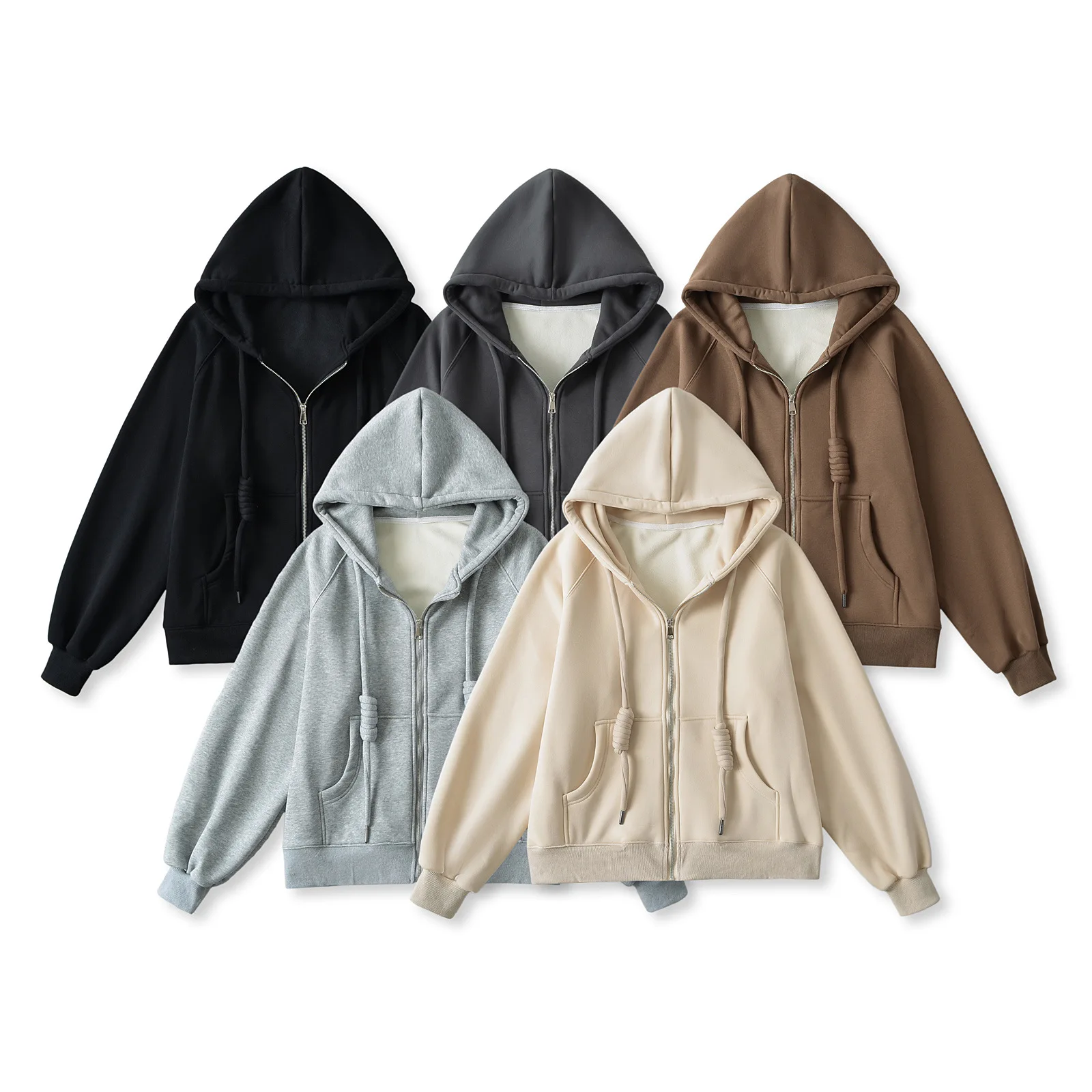 Sudadera gruesa de lana para mujer, chaqueta con capucha, estilo americano holgado y perezoso, cremallera, Otoño Invierno, nuevo