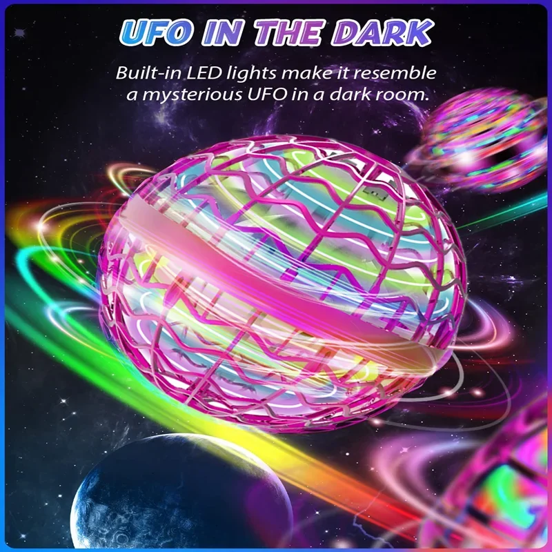 Orijinal Patentli Uçan Top 360° ° LED Işık Dönen Oyuncak Uçan İnsansız Hava Aracı Topu Kapalı ve Açık Çocuk Hediyesi