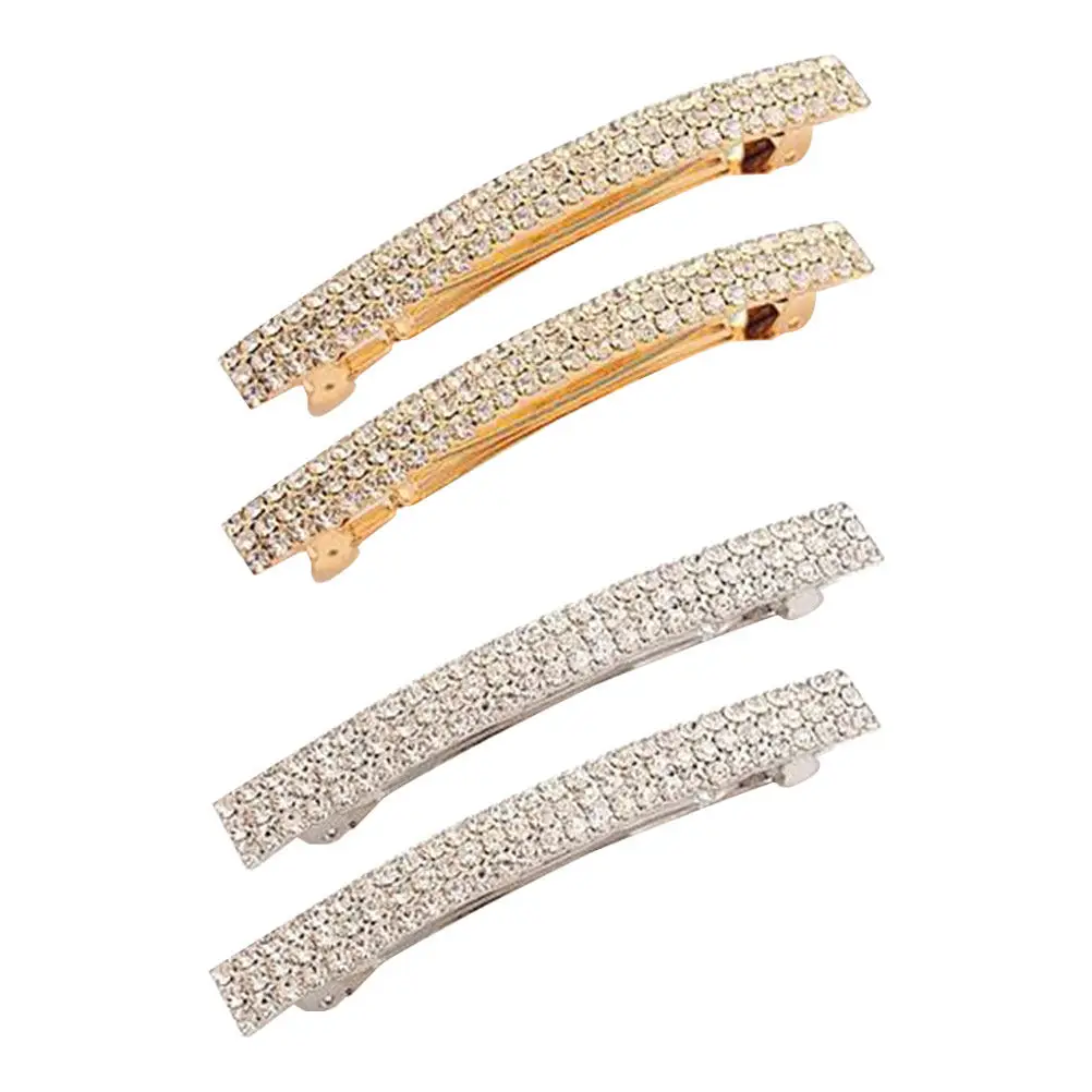 

Набор из 4 заколок для волос с кристаллами: модные золотые и серебряные заколки-зажимы для женщин и девушек, элегантные аксессуары для вечеринок, свадеб и повседневного использования