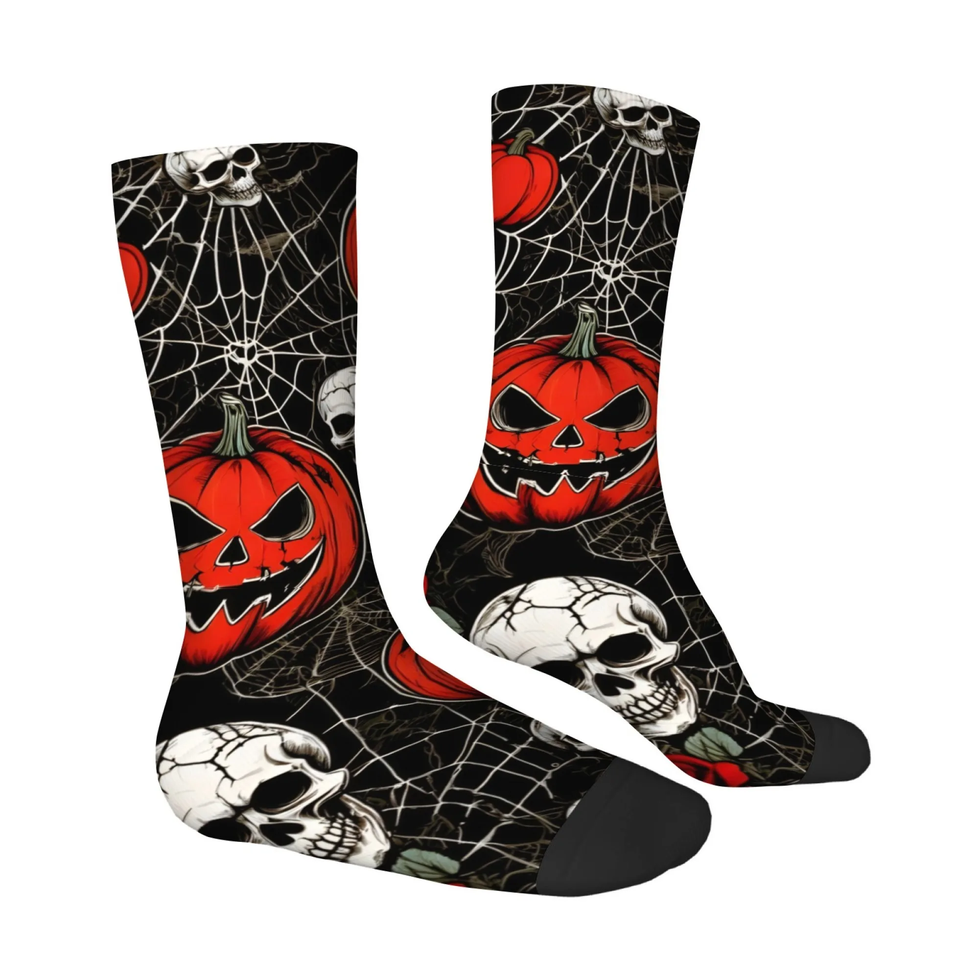 Halloween Spider Web Pumpkin Print Men's Socks Comfortable Skin-friendly Durable Socks Quirky Festive Outdoor Party Socks