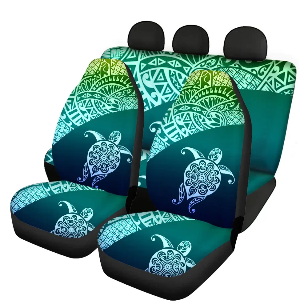 Gradient Print Polynesian Turtle Design Set of 4 Non-skid Auto Front&Back Vehicle Seat Cushion Easy to Install Gifts