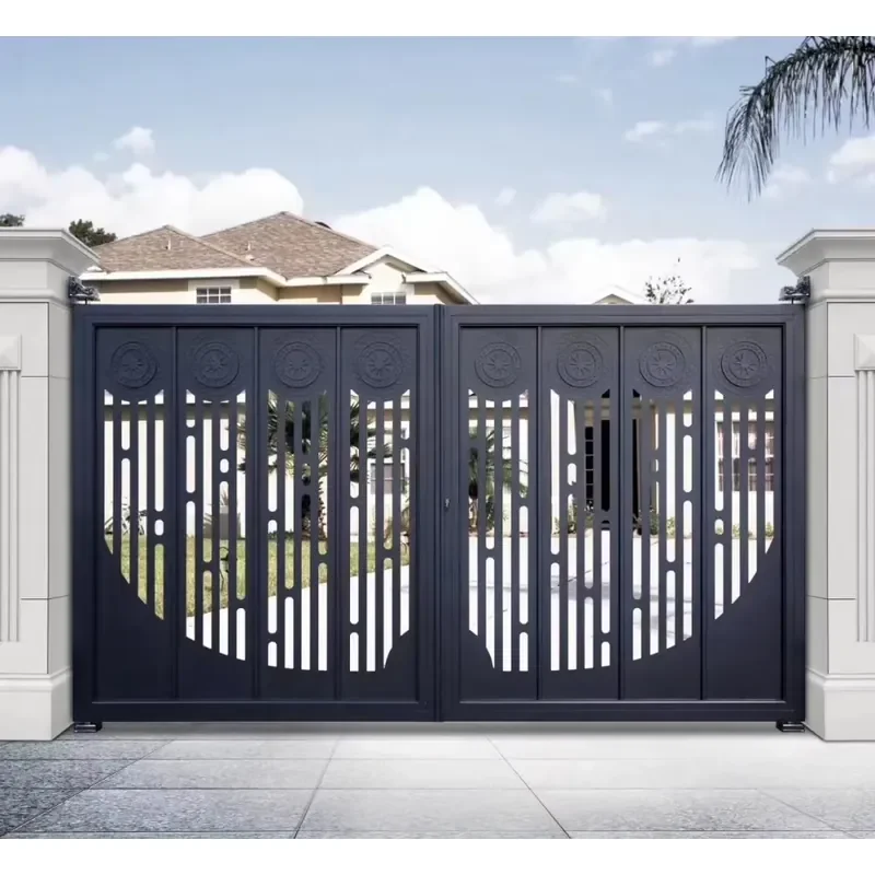 Powder Coated Aluminum Alloy Curving Sliding Gate Automatic Opening Outdoor House Gates for Villa Privacy Feature