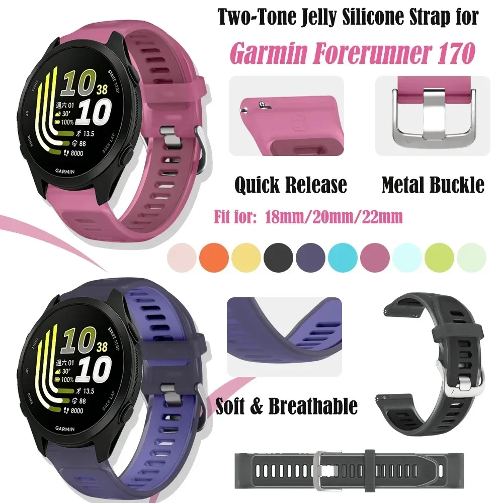 Quick Release Sport Band for Garmin Forerunner 170 245 70 570 42mm Silicone Replacement Strap Soft Durable Watch Wristband