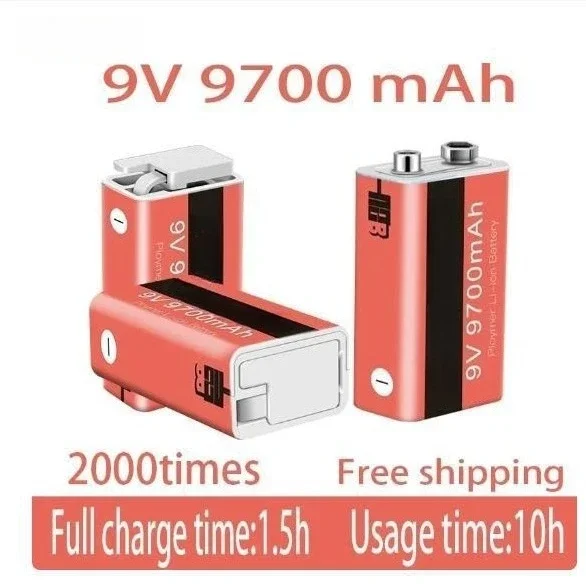 9V Rechargeable Battery 9700mAh USB Fast Charging For Multimeter Toy Remote Control Microphone High Capacity Power Supply