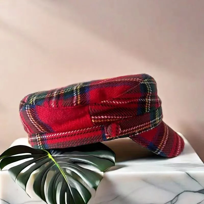 HongLuan zoet geruit patroon baret en krantenjongenspet vrouw, cosplay vrouwelijke accessoires