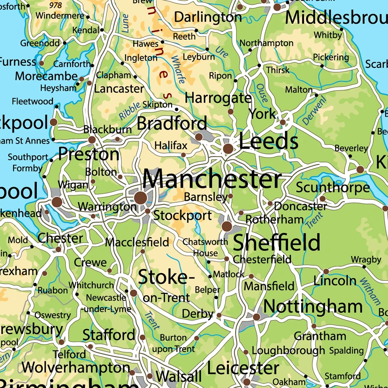 영국 지도 포스터 크기 벽 장식 영국의 대형 지도 54x80cm 방수 및 찢어짐 방지