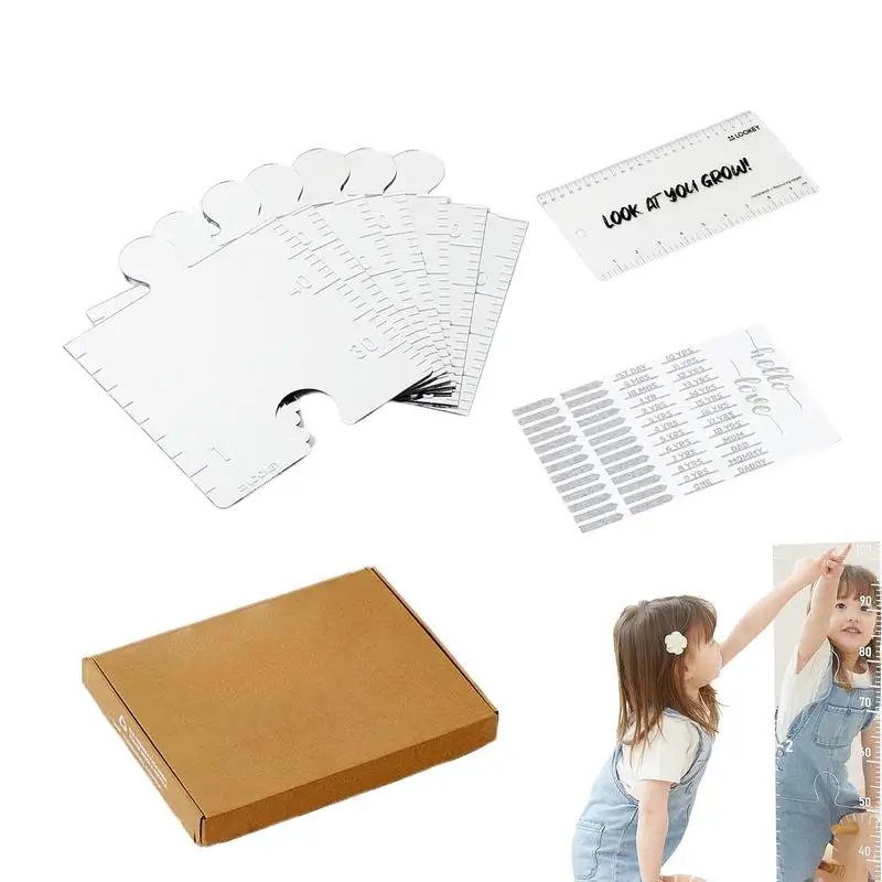 פאזל צמיחה מראת לוח המראה לוח המדידה גובה אקרילי קיר קישוט תרשים צמיחה לקיר