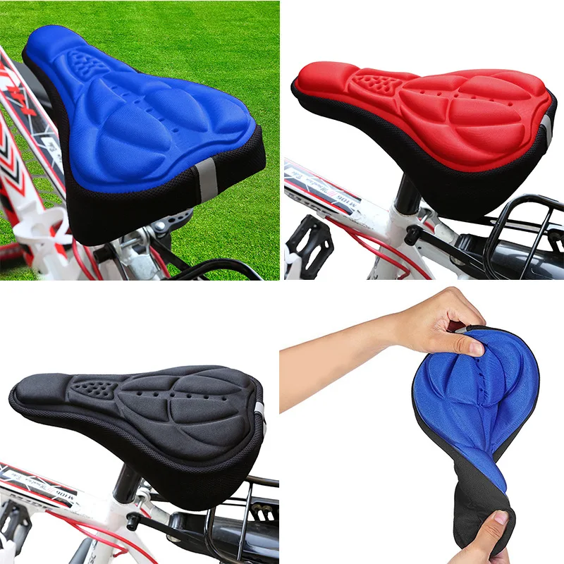 Funda de sillín 3D para bicicleta de montaña, cojín grueso y transpirable, supersuave, esponja de Gel de silicona, accesorios para bicicleta