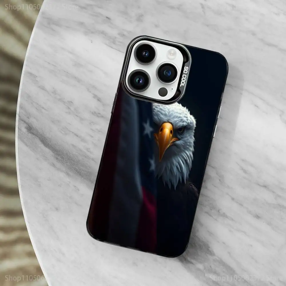 حافظة هاتف Flag Art Cool Americans لهاتف iPhone 11,12,13,16,14,15, Mini, Pro,XS,MAX غطاء أسود غير لامع مقاوم للصدمات