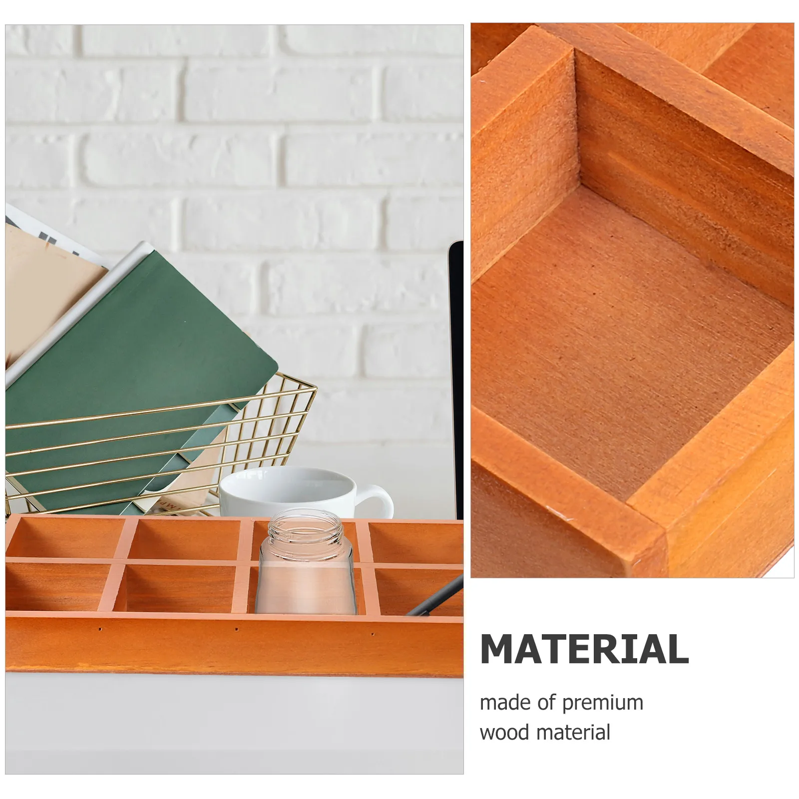 

Multifunctional Wooden Desktop Storage Box 10 Compartments For Stationery Plants Cosmetics Home Office School Use storage