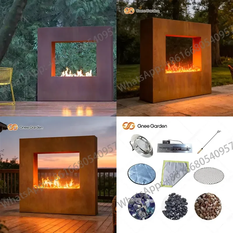 Corten Steel Fire Place Professional Supplier Safety Bio Fuel Burner Free Standing Propane Metal Outdoor Fireplace