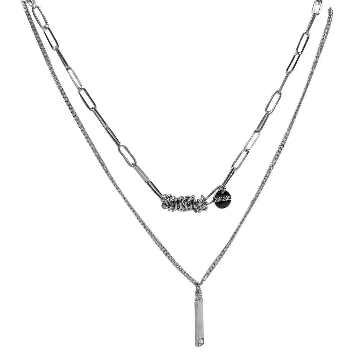 Special-Interest Design Twin Double-Layer Pendant Necklace Female Personality necklace for women  luxury  chains