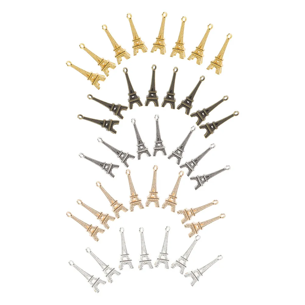

100Pcs Vintage Eiffel Tower Charms Alloy Pendants for DIY Jewelry Necklace Bracelet Keychain Accessories Retro Mini Decorations
