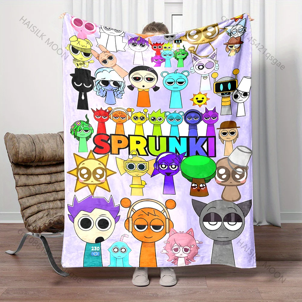 1PC Cartoon S-Sprunki Print Blanket Warm Soft and Comfortable Home Travel Blanket Sofa Bedding Camping Picnic Cars Cover Blanket