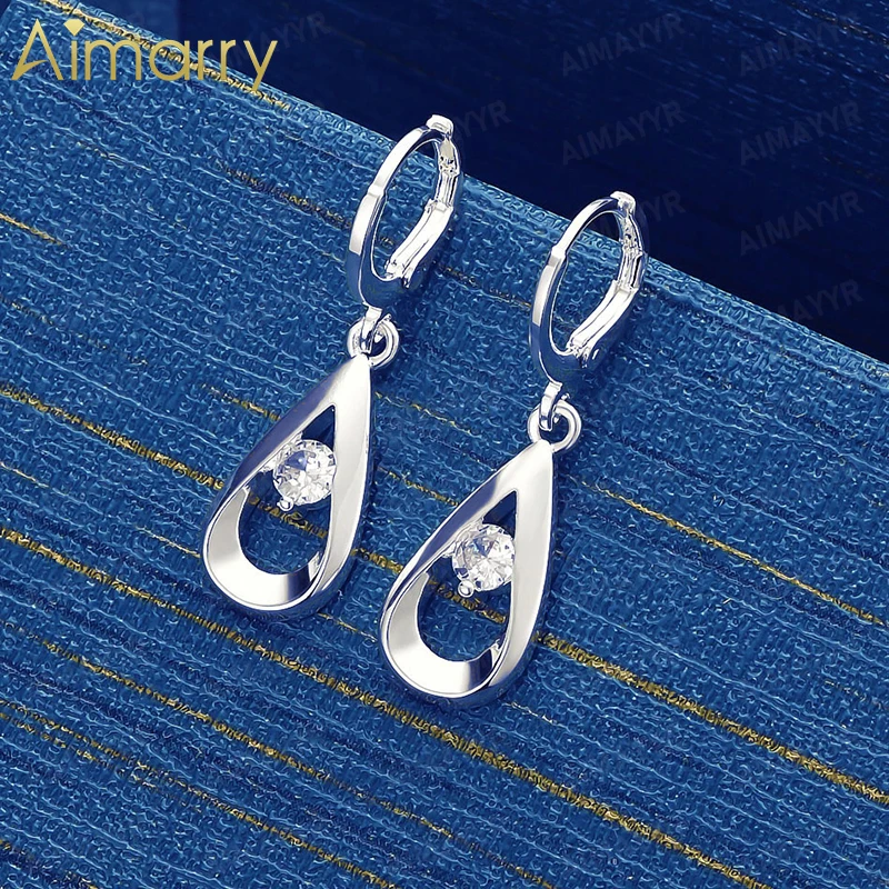 925 Sterling Silver Hollow Water Droplet Set AAA Zircon Earrings for Women's Parties and Weddings High-quality Fashion Jewelry