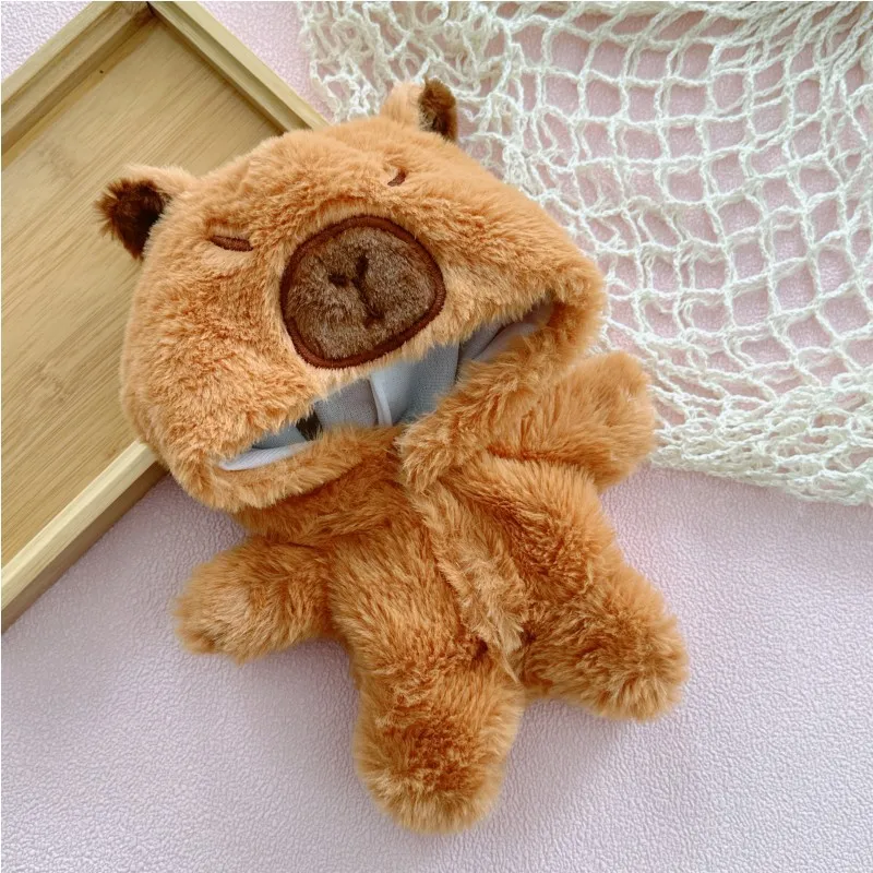 20cm Kawaii Cartoon Capybara Fluffy Coat Suit Plush Cotton Doll DIY Clothes Accessories Stuffed Toy for Kids Girls Birthday Gift