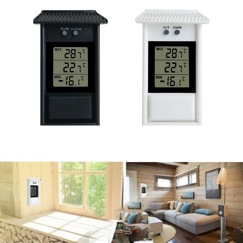 LCD Digital Indoor/Outdoor Waterproof Thermometer Garden GreenHouse Wall Temperature Measurement Max Min Value Display -20~50C