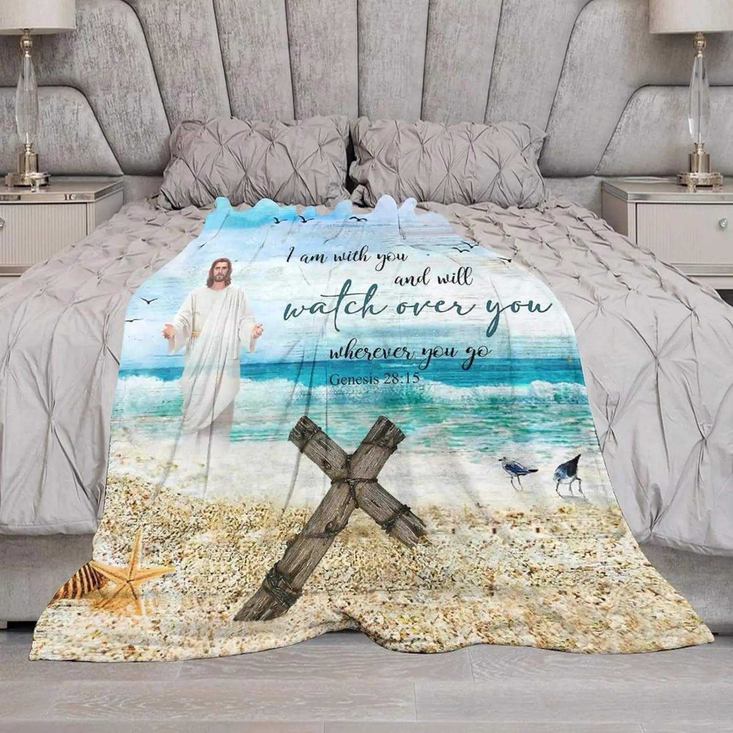 Christian Jesus Blanket Christian Gifts for Women & Men Religious Cross Throw Blanket Jesus Blanket for Kids Adults Soft Warm