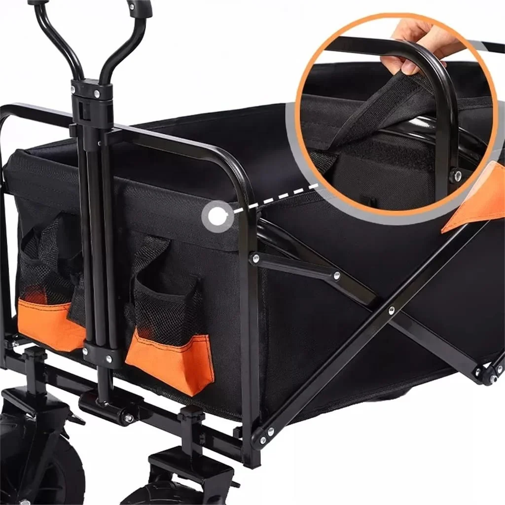 Camping Beach Garden Durable Handle Folding Wagon Cart Heavy Duty Collapsible Outdoor Utility Wagon With Table