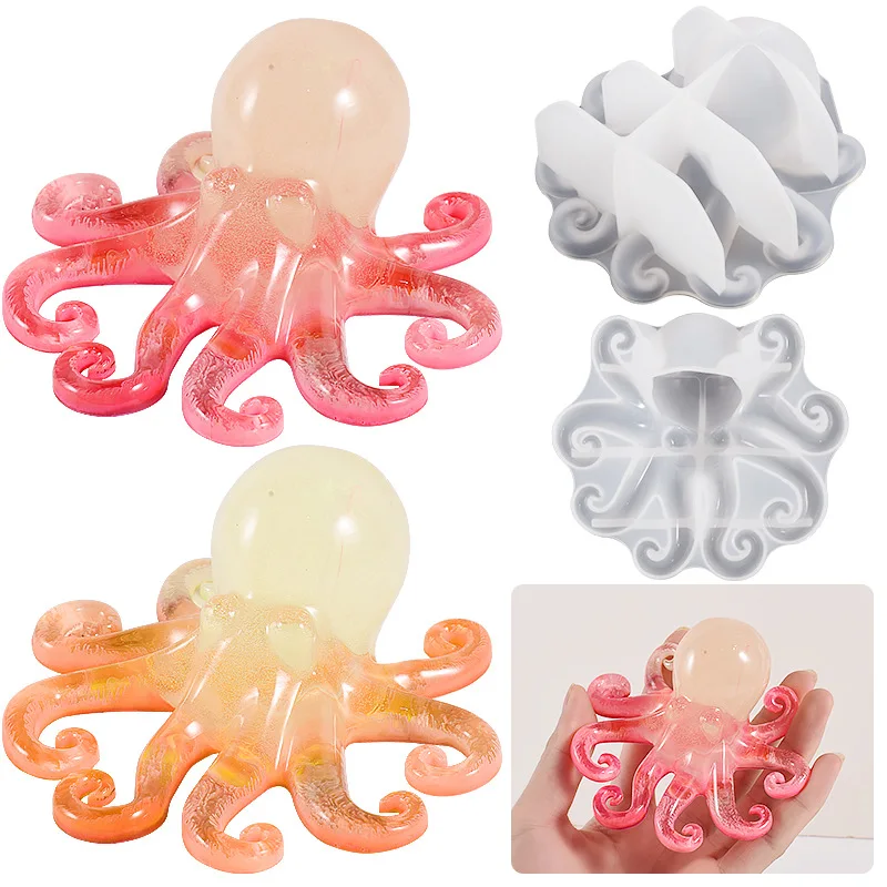 3D Octopus Fish Shaped Epoxy Resin Mold DIY Ocean Animal Epoxy Casting Silicone Mould For Fish-Tank Decoration Fish Bait Making