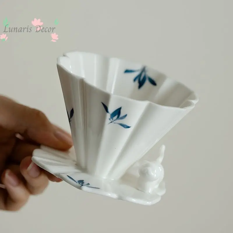 Hand painted butterfly orchid cat coffee filter cup hand brewed coffee filter funnel coffee pot filter